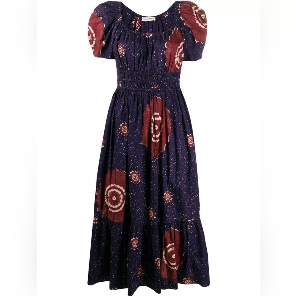 Ultra Johnson Perla Sand Dollar Floral Printed Cotton Dress Small